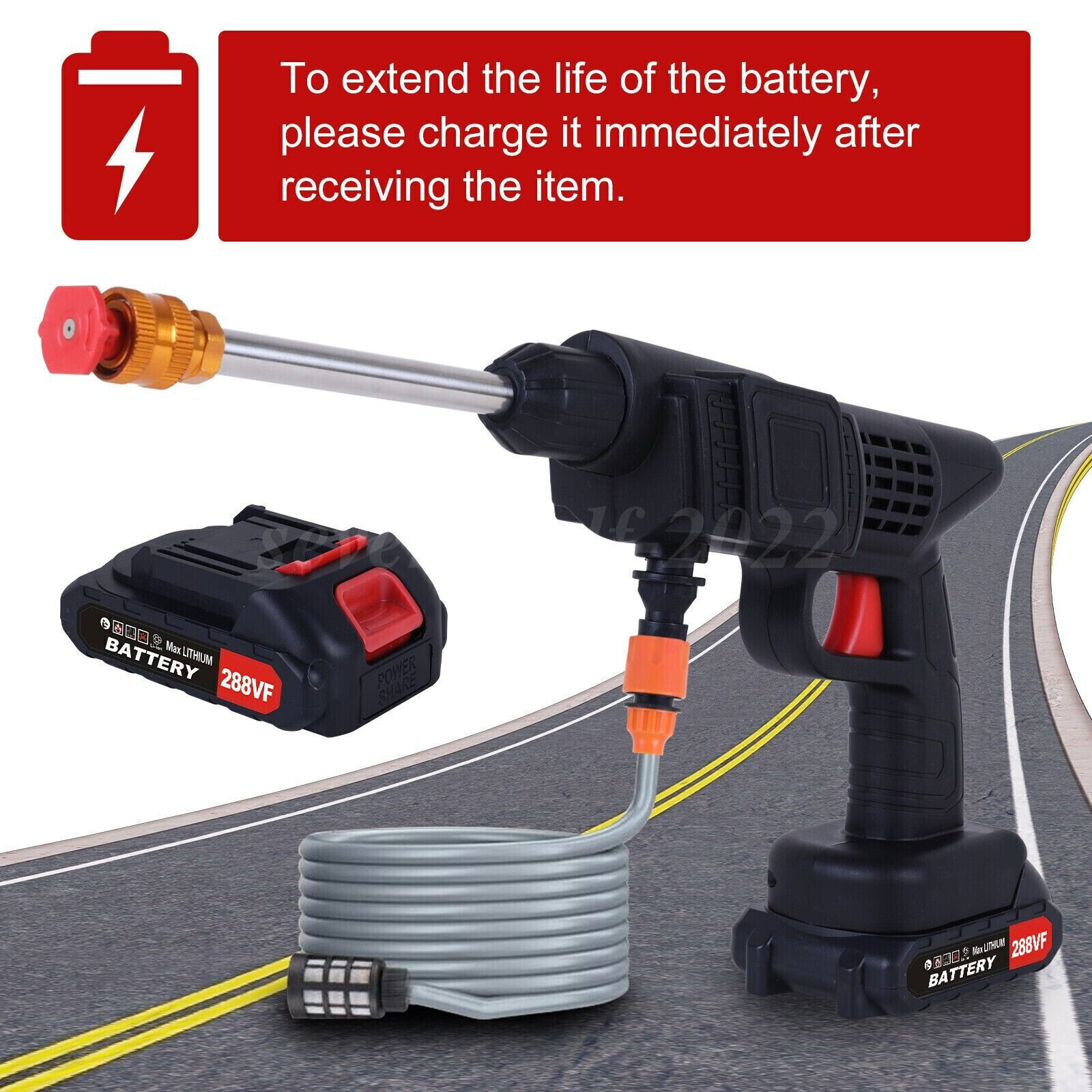 Portable Cordless Electric High Pressure Water Spray Gun Car Washer Cleaner Tool