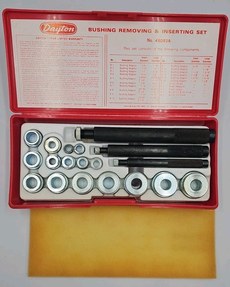 Dayton 4X083A Hand Tool Bushing Removing & Inserting With Box