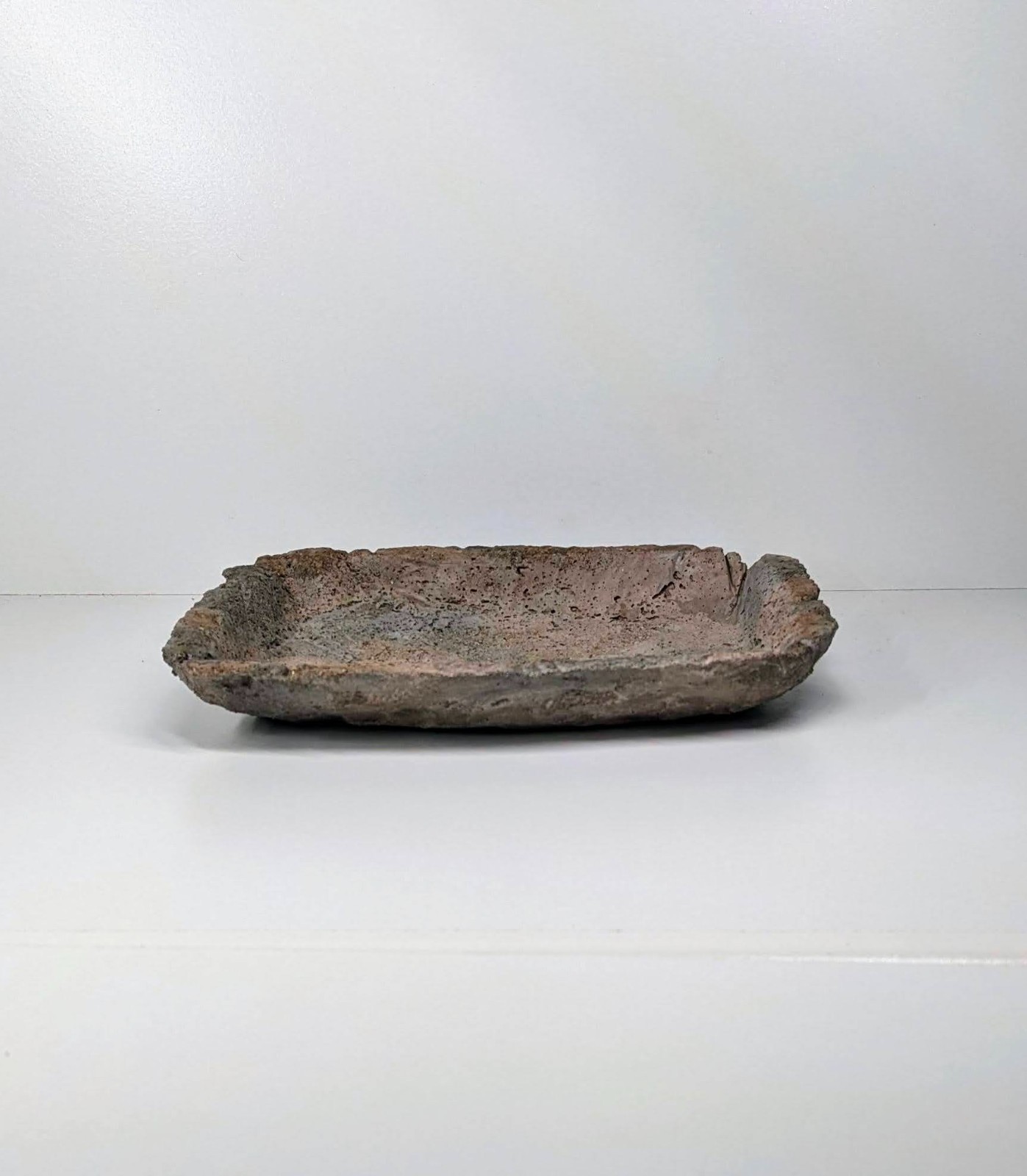 Handmade Concrete Kusamono Planter Tan Gray Rectangular Minimalist WabiSabi Pot