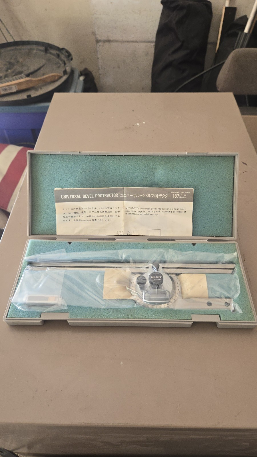 New MITUTOYO Machinest Universal Bevel Protractor Set 187-906 Made In Japan 12”