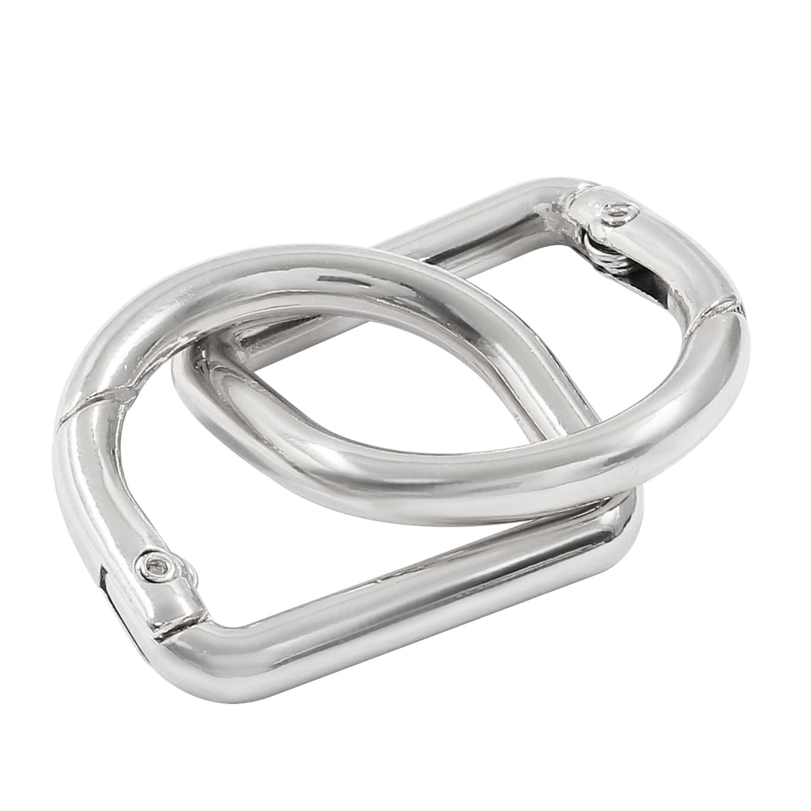 D Rings Spring Key Hooks 4Pcs, Silver