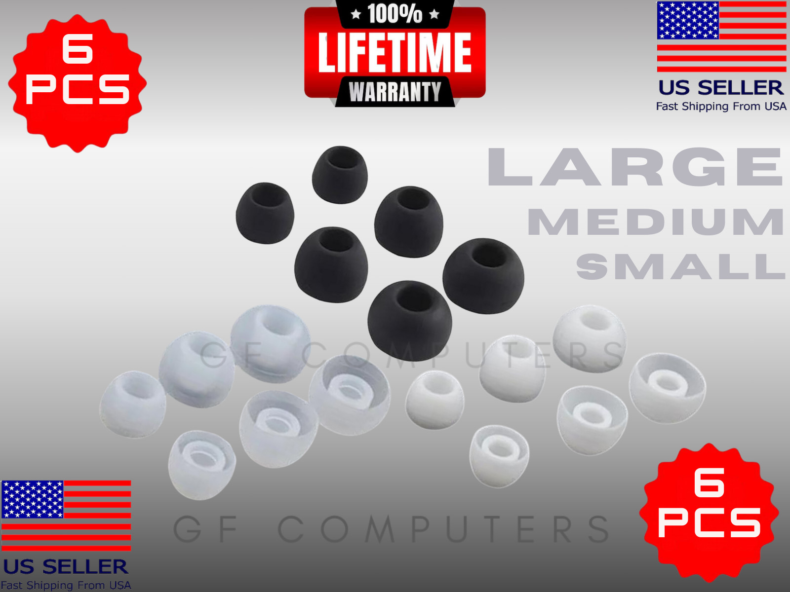 Replacement Silicone Ear Tips 6pcs SML Samsung Galaxy Buds2 Pro