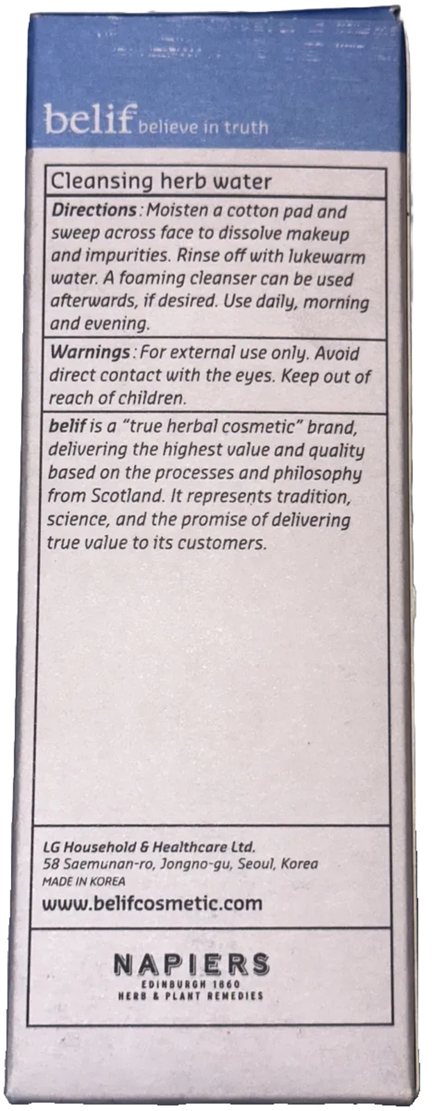 Belif Cleansing Herb Water. 6.75 oZ / 200 mL