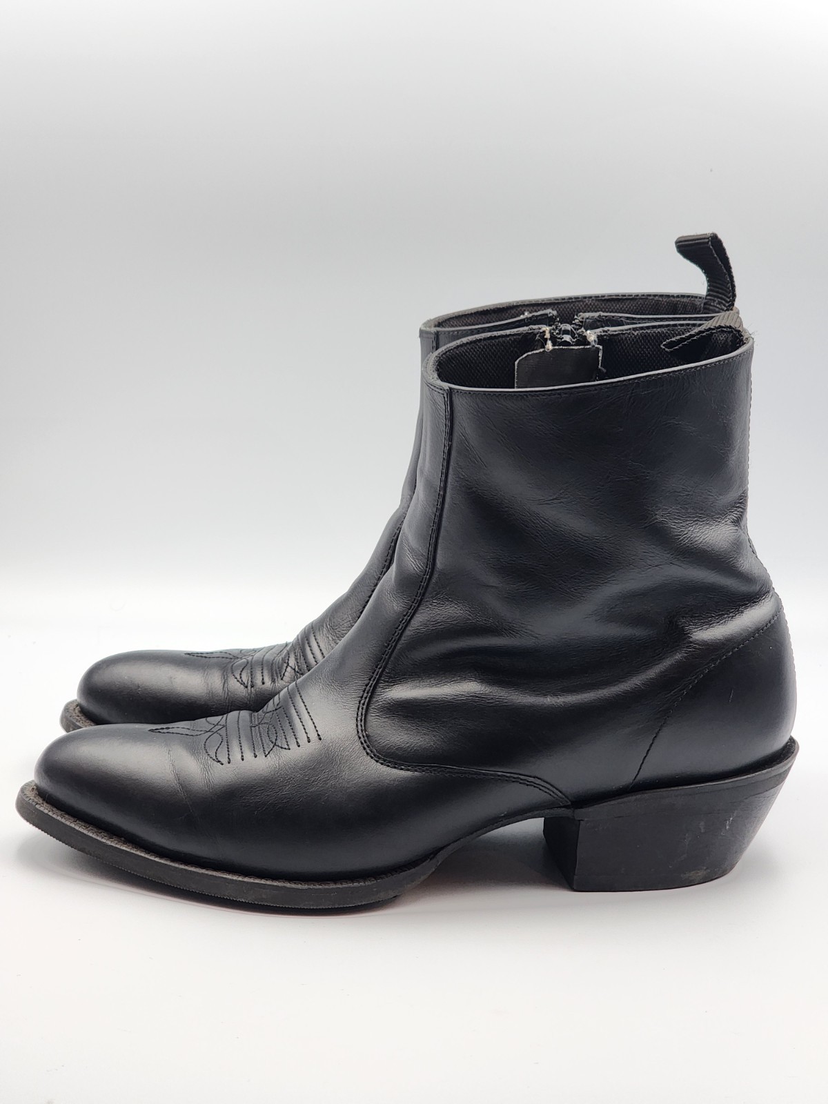 Laredo Fletcher Western Side Zip Cowboy Boot Black Leather Men size 10.5 D