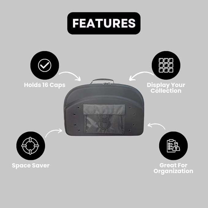 Homiegear Authentic Cap Carrier Case for 24 Caps with Branded Cap Clip Black -