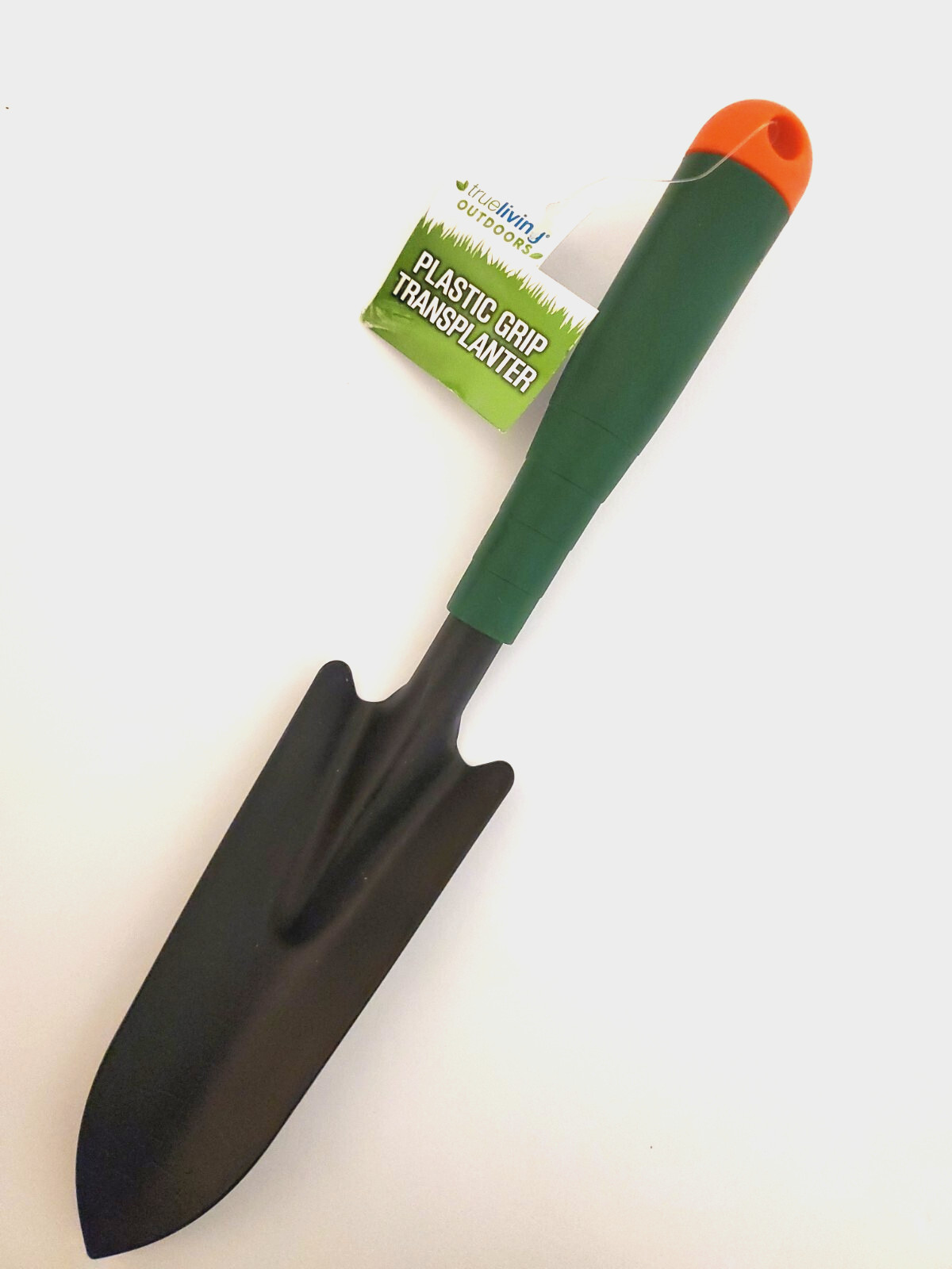 Garden Transplanter Handheld Green Plastic Grip Skinny Metal Shovel Measuring
