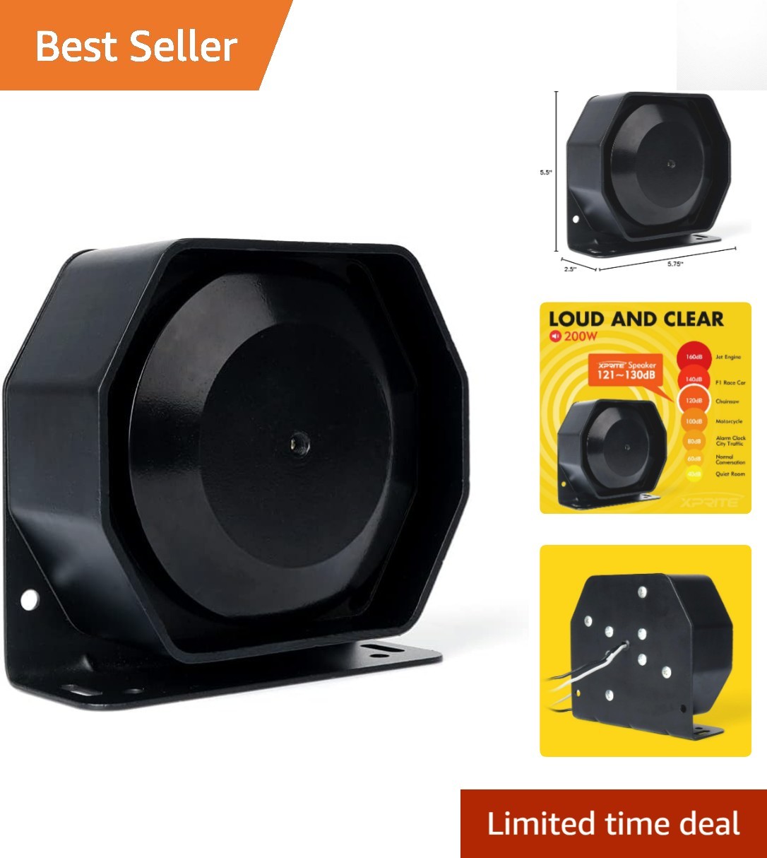 Aluminum 200 Watt Siren Speaker with Compact Design - Compatible with 100-200W