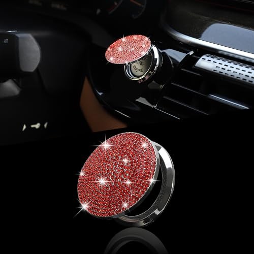 Bling Car Engine Start Button Cover Diamond Crystal Push Start Ring Red