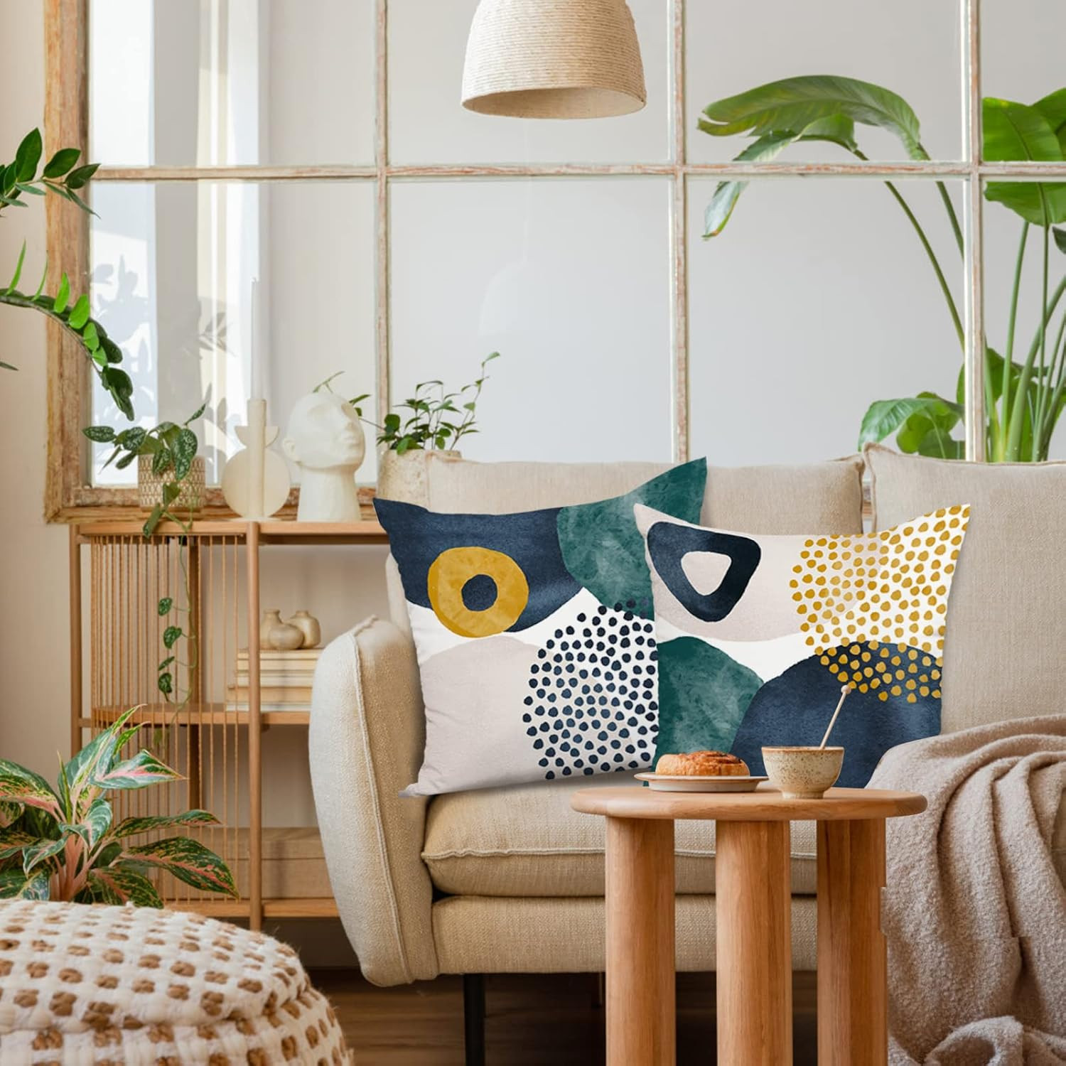 Jartinle Boho Abstract 18" x (Pack of 4), Emerald Green Navy