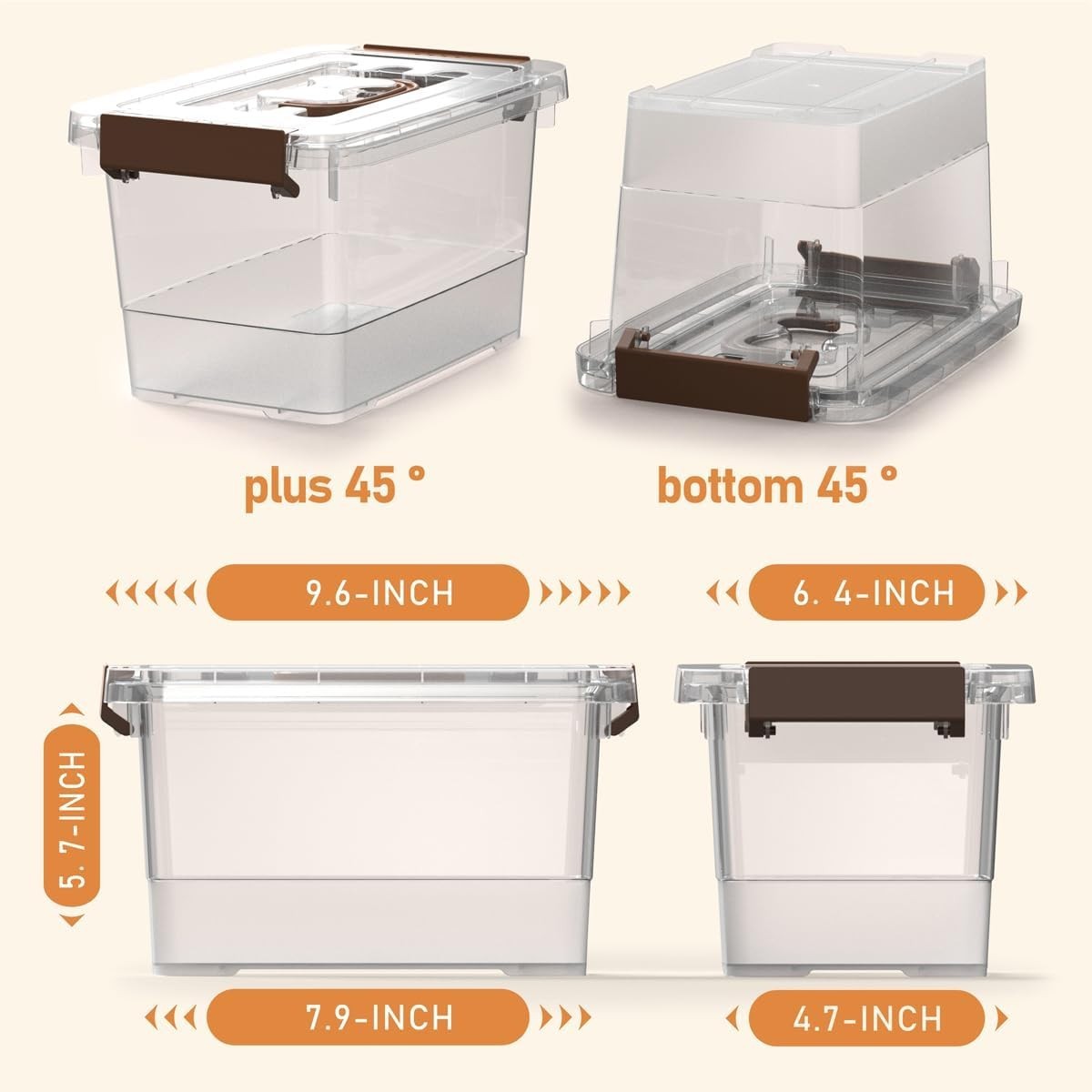 8 Pack Stackable Clear Plastic Storage Bins, 4 Quart Latch Boxes with Handles