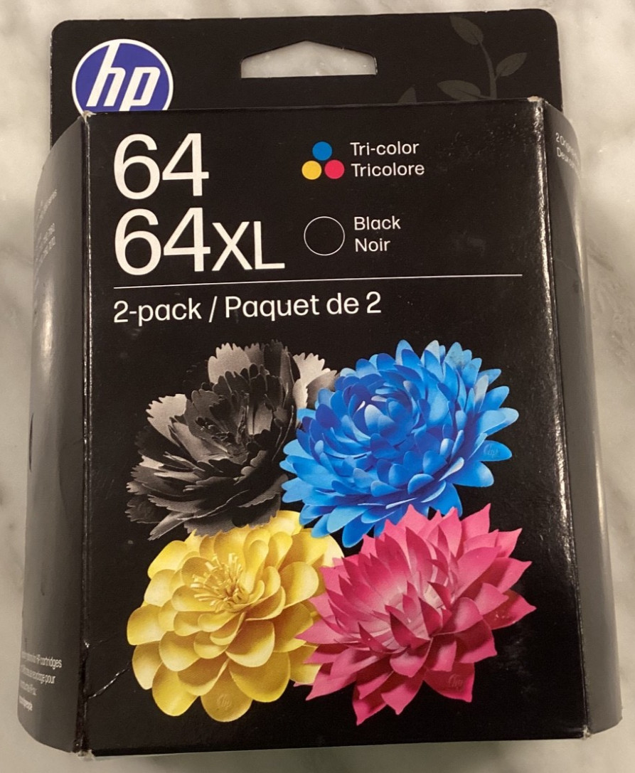 HP 64 TRI-COLOR & HP 64XL BLACK GENUINE INK CARTRIDGES EXPIRY DATE 11/2027