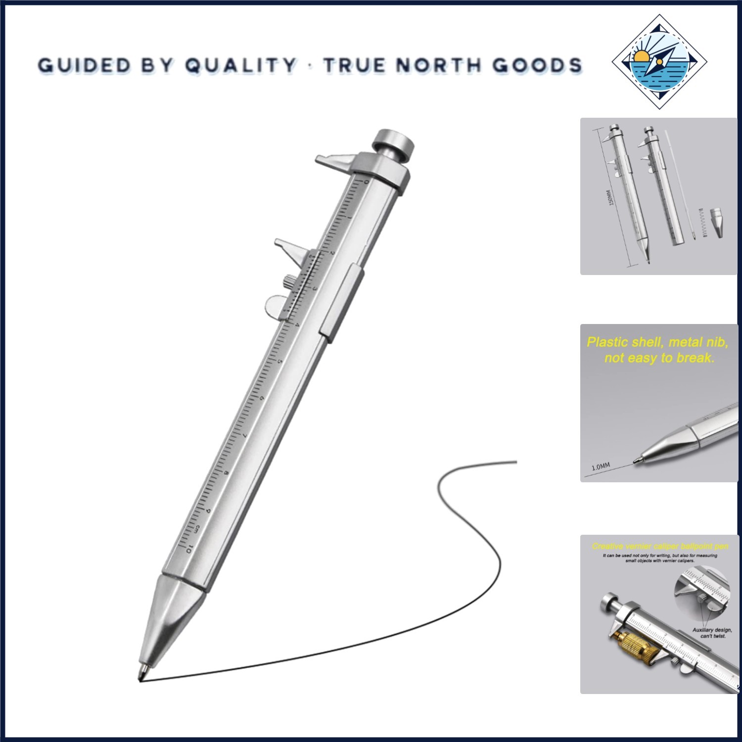 Lightweight 0-100mm Vernier Caliper Ballpoint Pen for Crafting & Writing