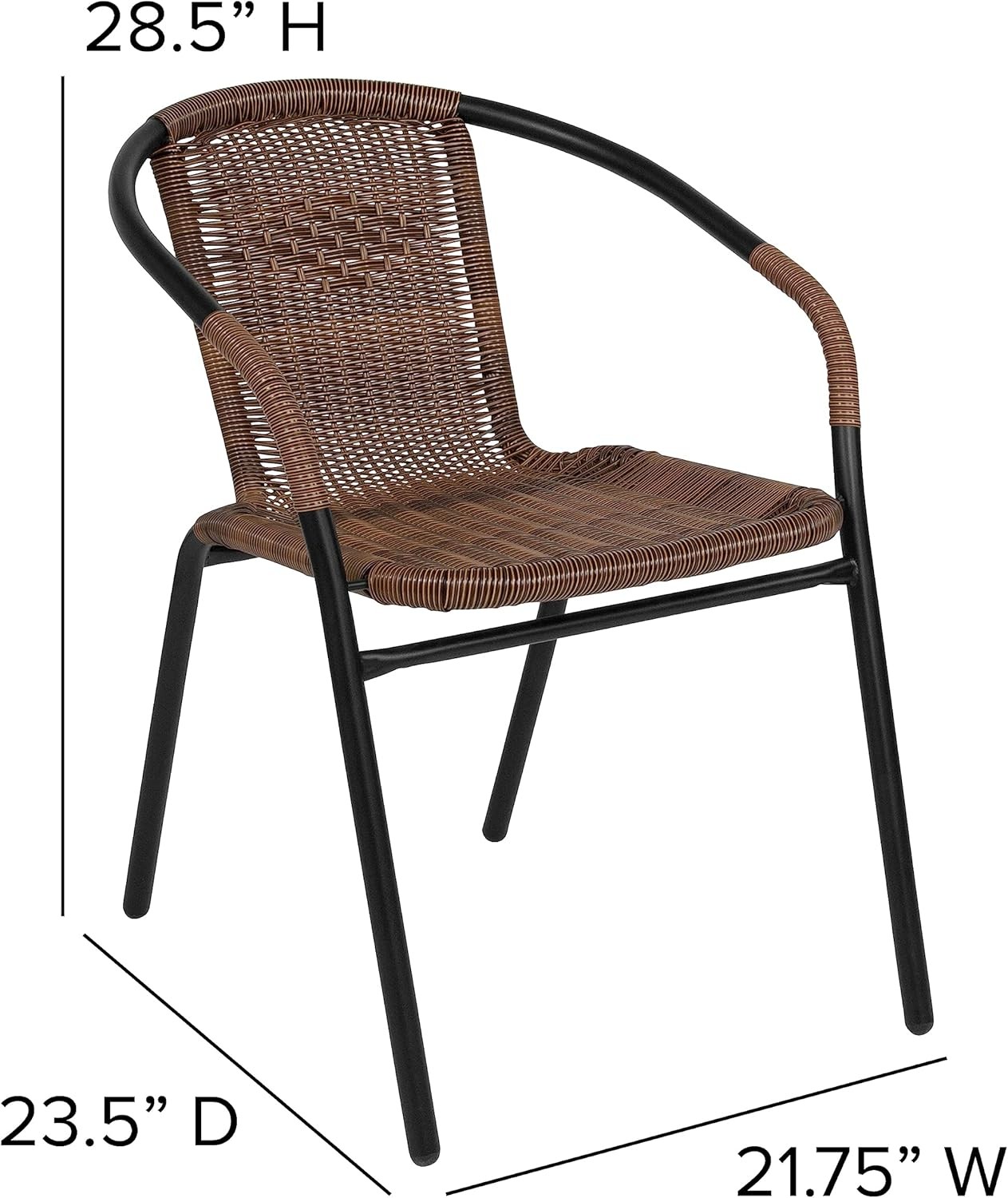 Lila Modern Rattan Indoor/Outdoor Stackable Dining Chairs Stacking Rattan Bistro