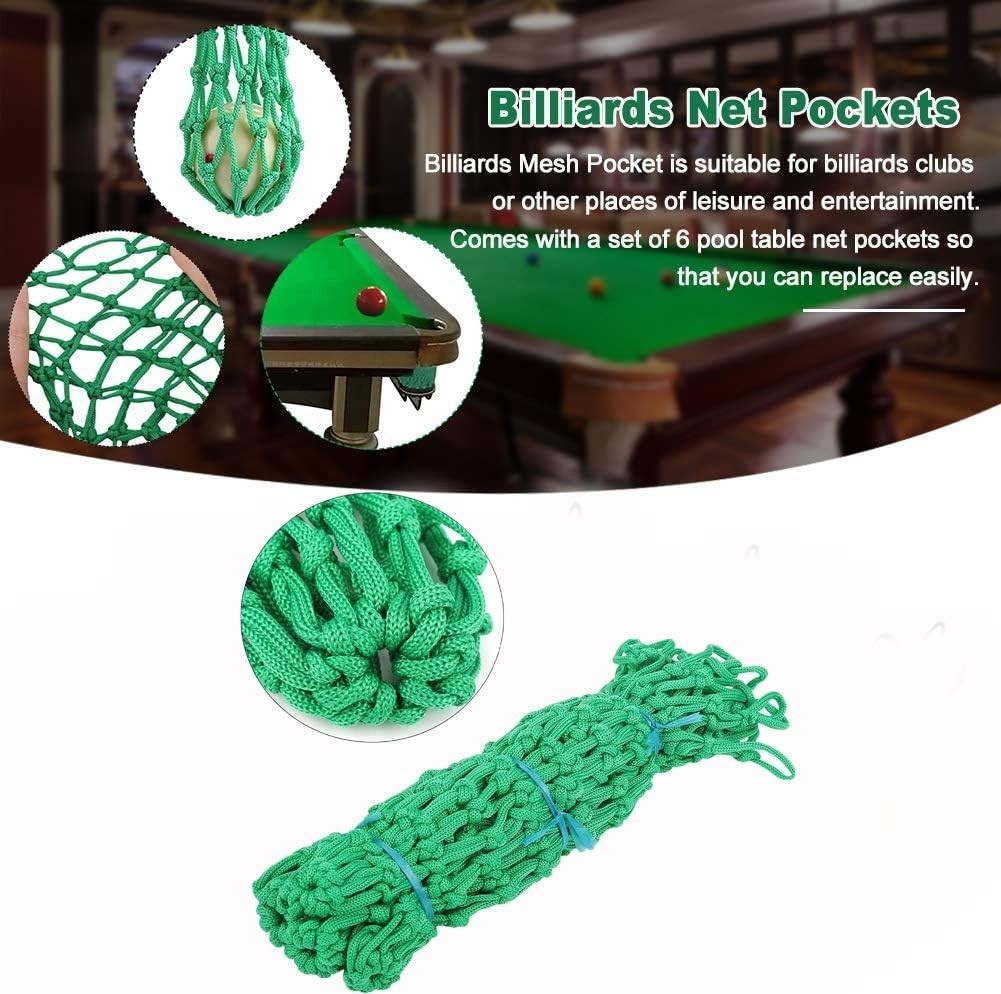 6 Pcs Nylon Mesh Billiards Pockets Set - Durable Pool Table Replacement