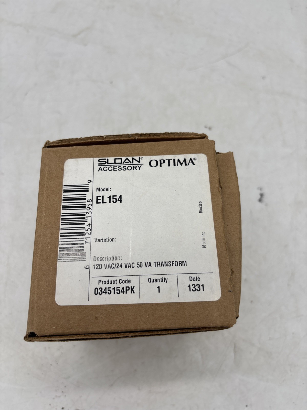 Sloan EL154 Plate Mount Transformer - 120V