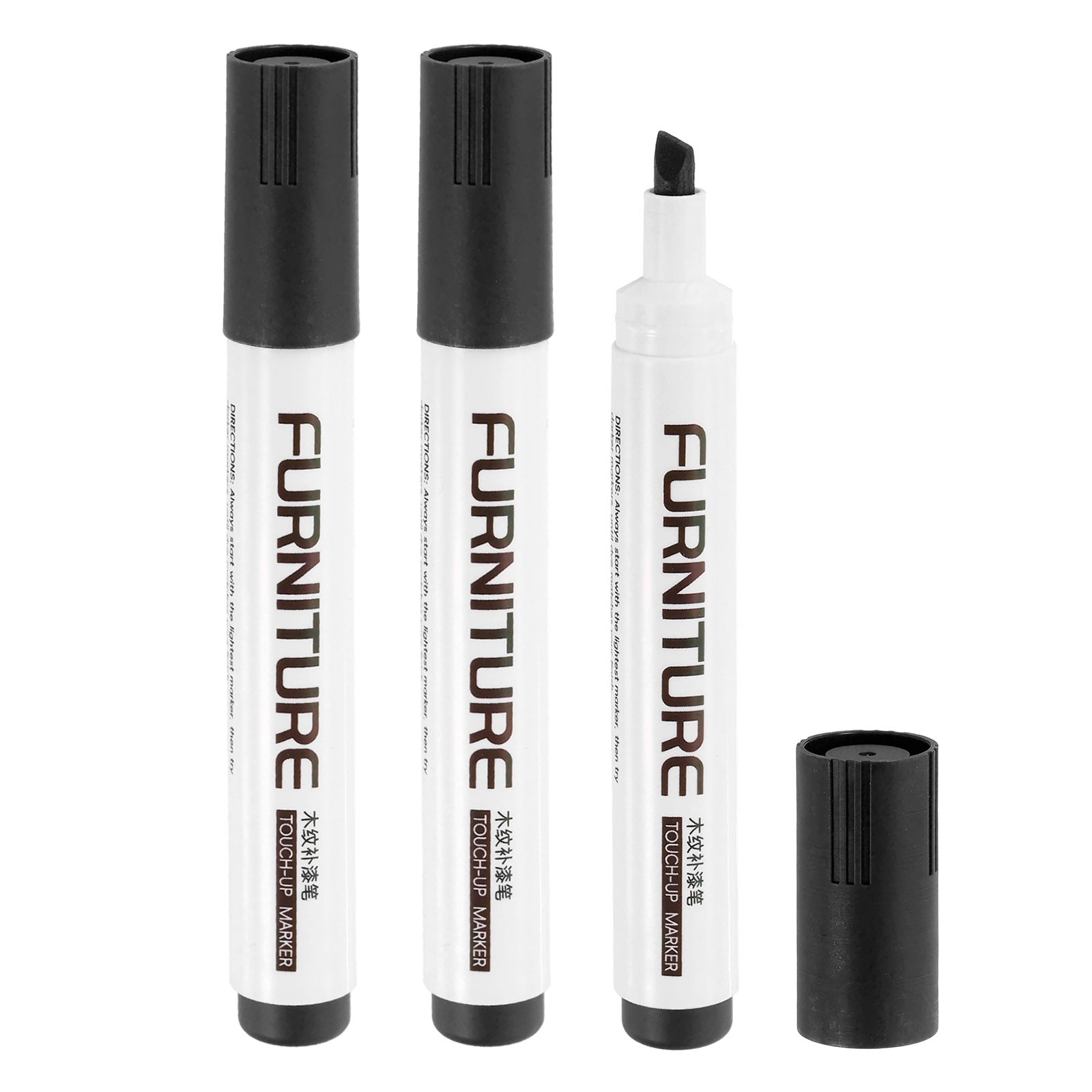 3pcs Furniture Markers Touch Up Furniture Repair Kit Wood Maker Black