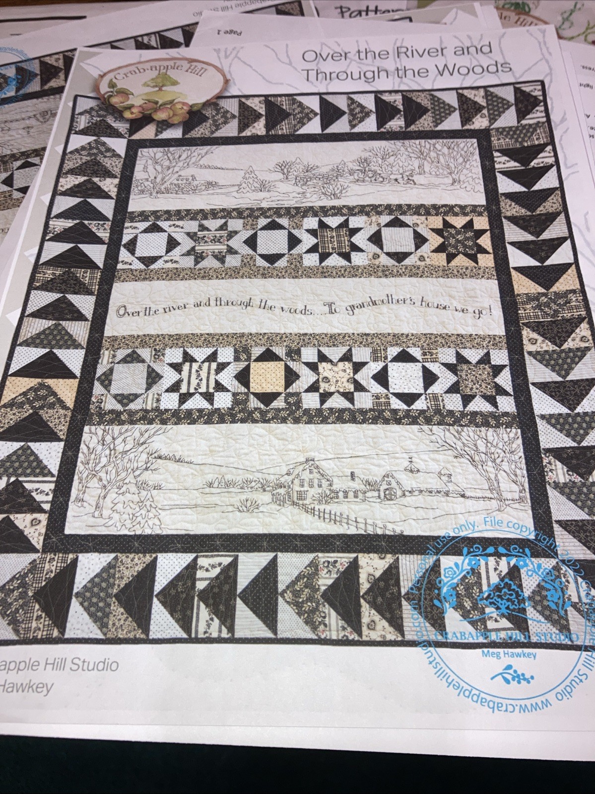 OVER THE RIVER AND THROUGH THE WOODS Pattern by Crabapple Hill Studio~used