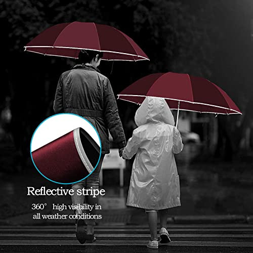 Inverted Umbrella, Durable Windproof Travel Umbrella, Compact Upside Wine Red