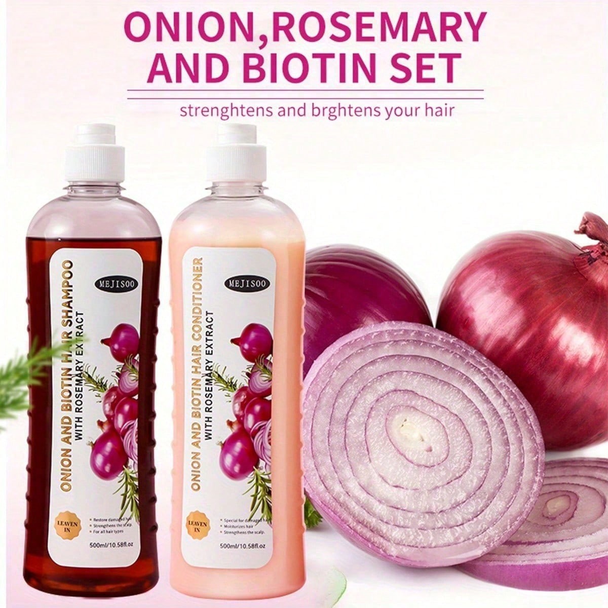 Onion Biotin and Rosemary Shampoo Set for Thinning Hair, Growth, and Shine 500ML
