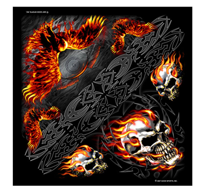 Burning Skulls Flaming Eagle Design 21" x 21" Bandana