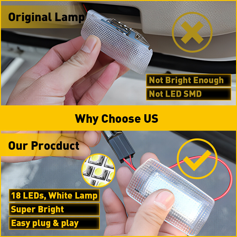 Pair Left White Right LED Door Side Courtesy Light for 2010-2022 Toyota 4Runner