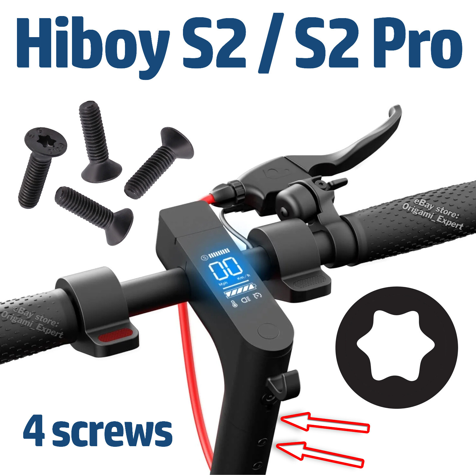 4x Torx Head STEM NECK SCREWS Hiboy S2 S2 Pro Scooter Star Nut Bolts Security