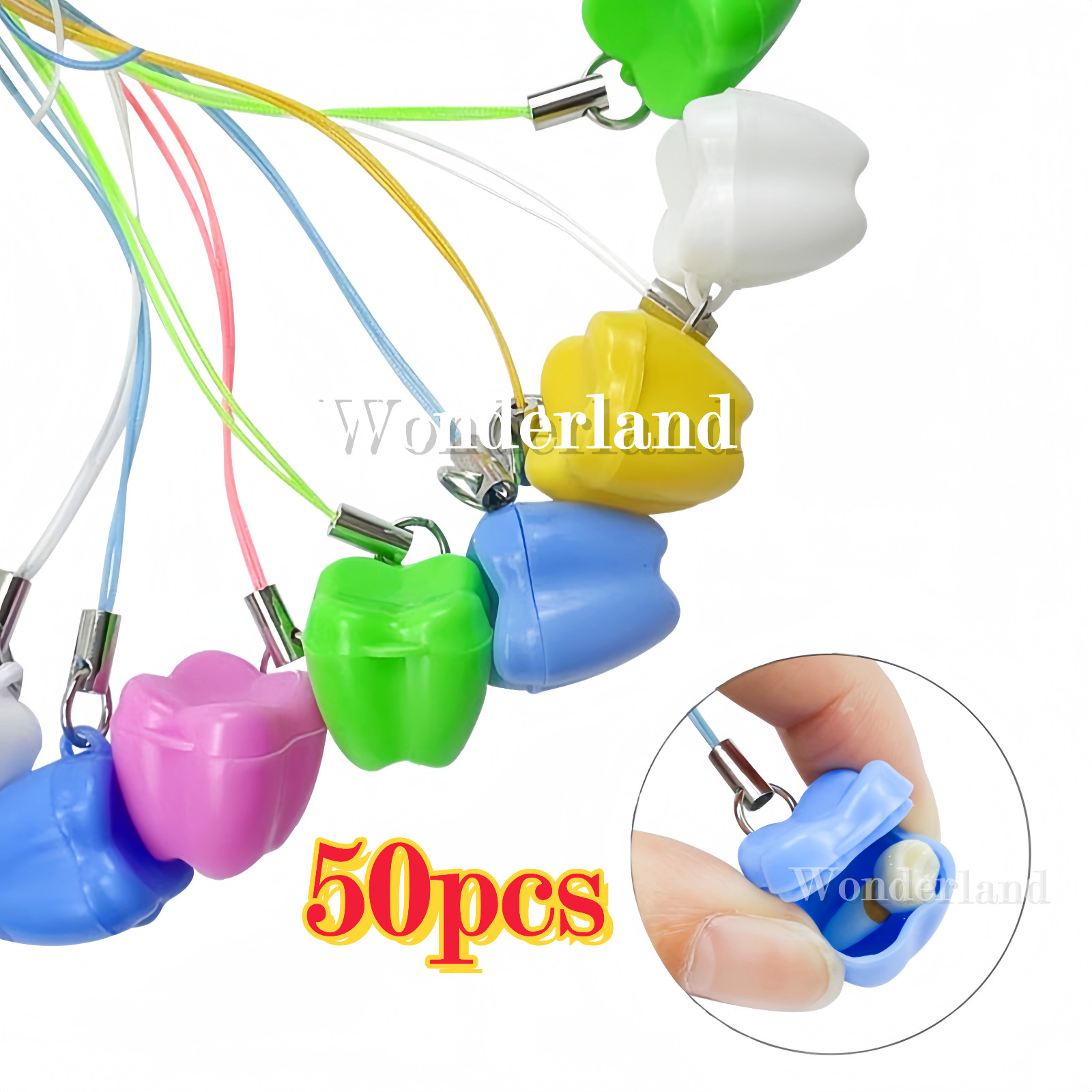 50pcs Dental Plastic Baby Milk Teeth Holder Storage Box Tooth Organizer Assorted