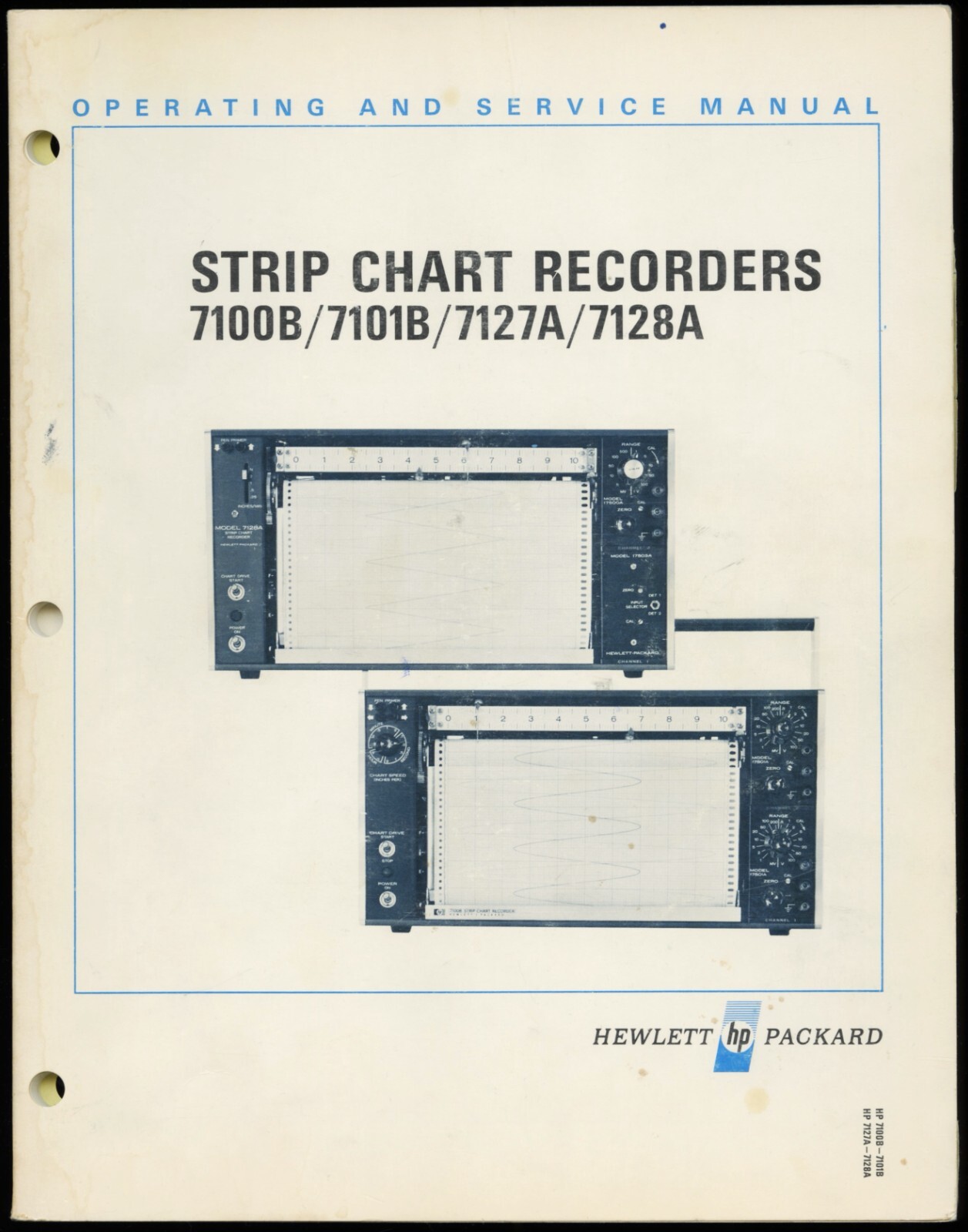 1971 HP STRIP CHART RECORDERS 7100B/7101B/7127A/7128A OPERATING SERVICE MANUAL