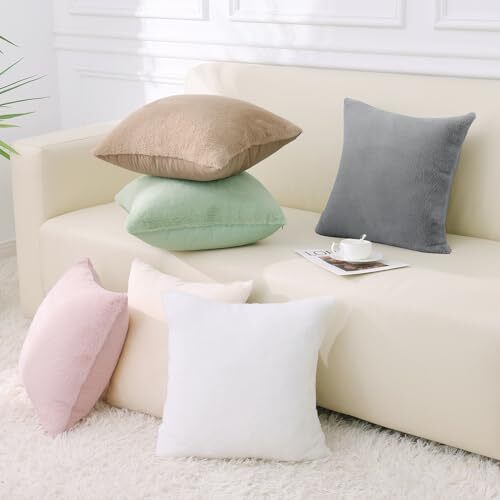Faux Fur Plush Throw Pillow Covers 20x20 Set of 2 - 20X20-Inch Blush Pink