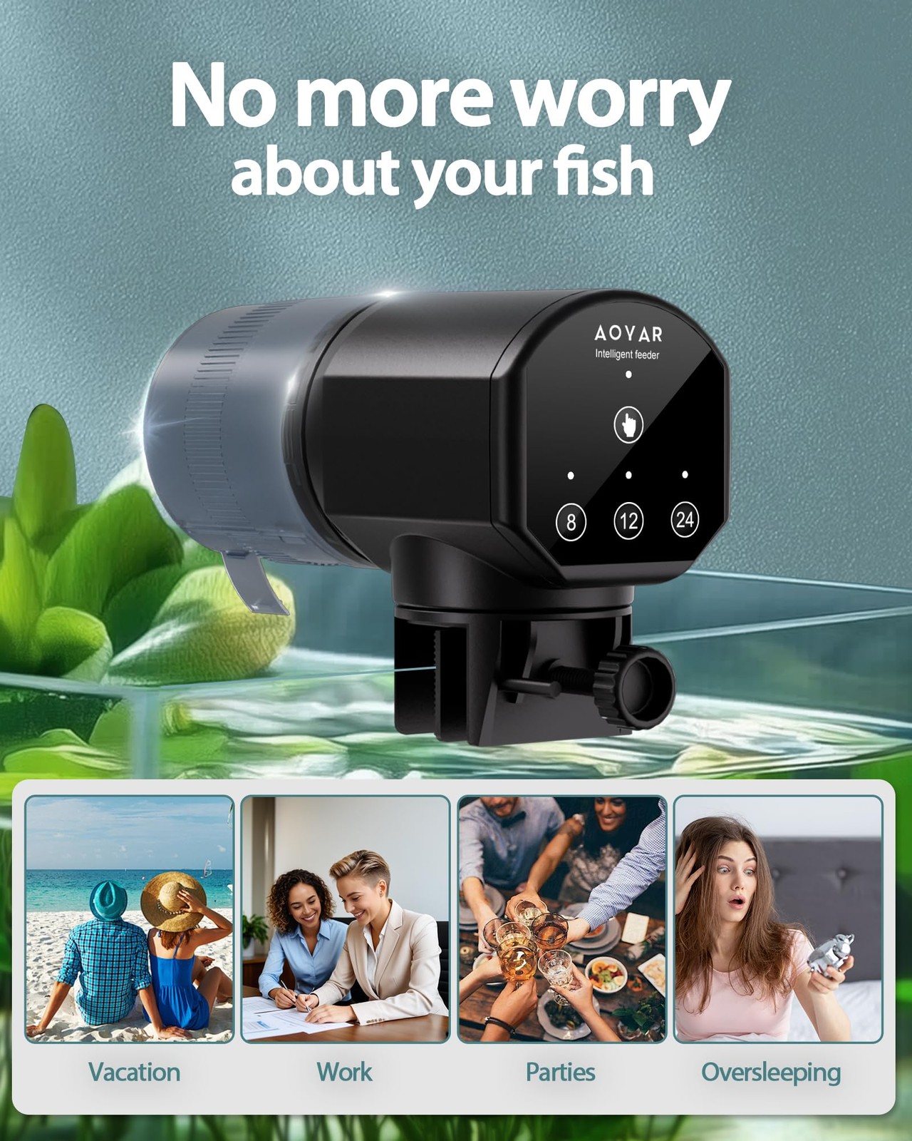Automatic Fish Feeder Dispenser for Aquarium: 200ml Large Capacity Auto Black