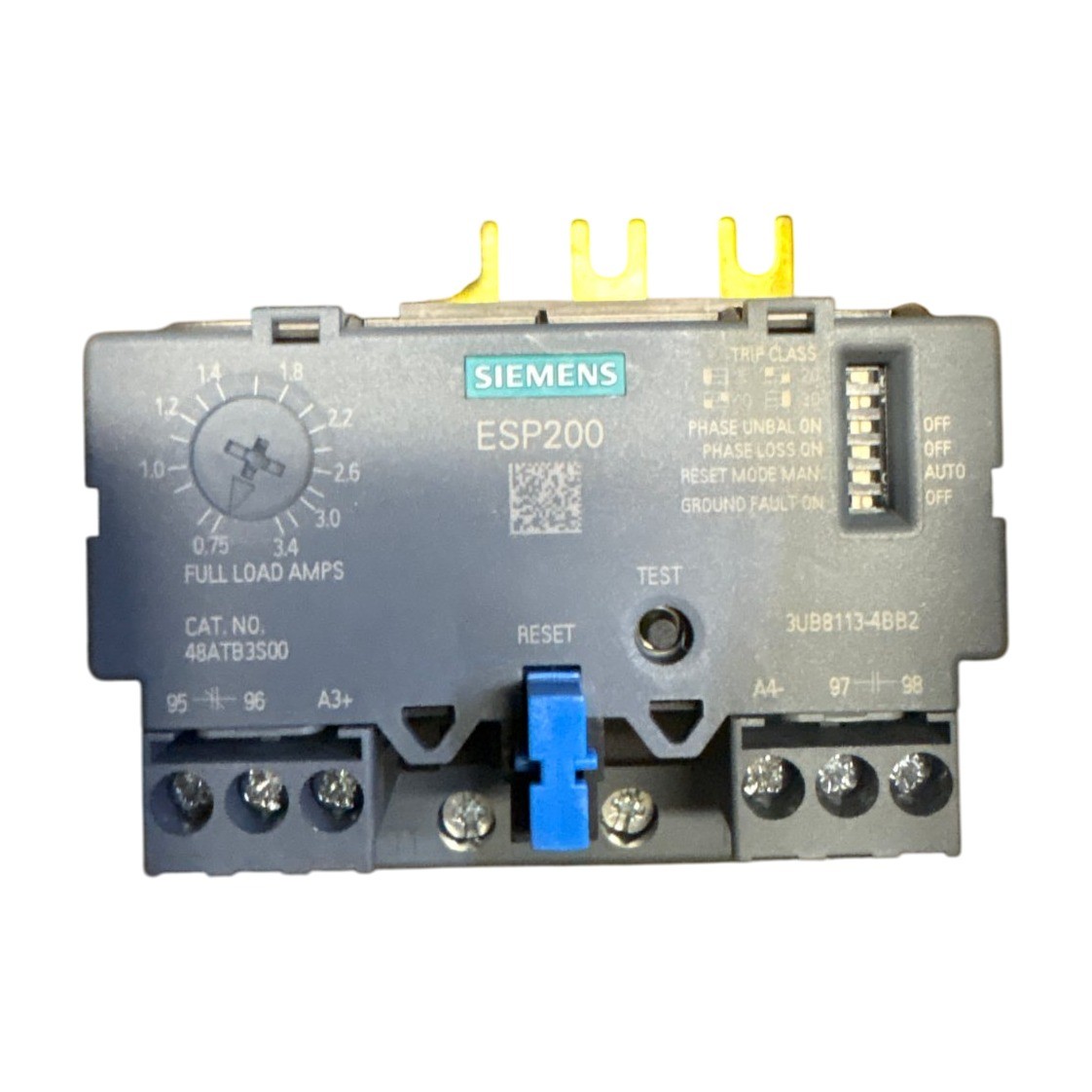 Siemens 48ATB3S00 ESP200 0.75-3.4A 3Ph Solid State Overload Relay 3UB8113-4BB2