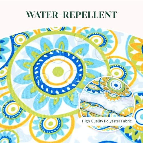 Fitted Round Outdoor Tablecloth, Polyester SpillProof Table 52" (Round) Floral