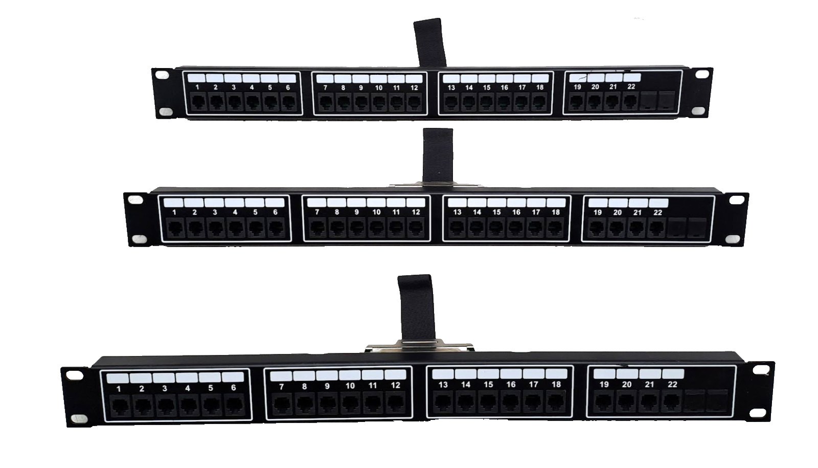 Lot of 3 22-Port Ethernet Patch Panel (E340029) - Black