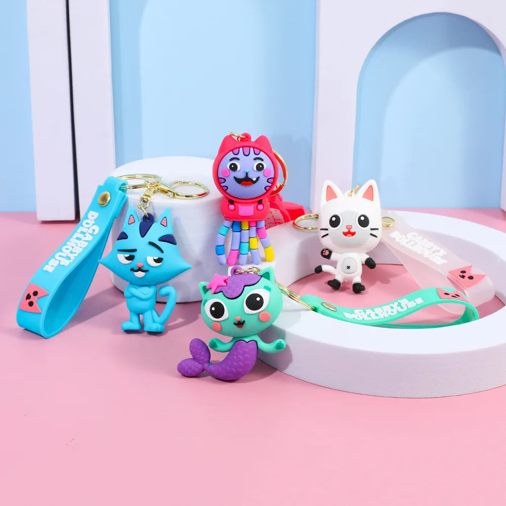 GABBY'S DOLLHOUSE THEMED KEYRING KEYCHAIN VARIOUS CHARACTERS CHOOSE DESIGN
