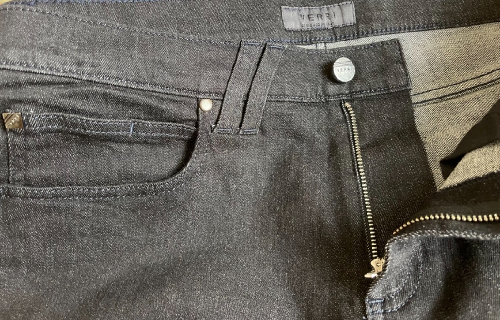 NWT VERRI Men’s Black Skinny Stretchy Denim Jeans US 34 / EU 50 Made in ITALY
