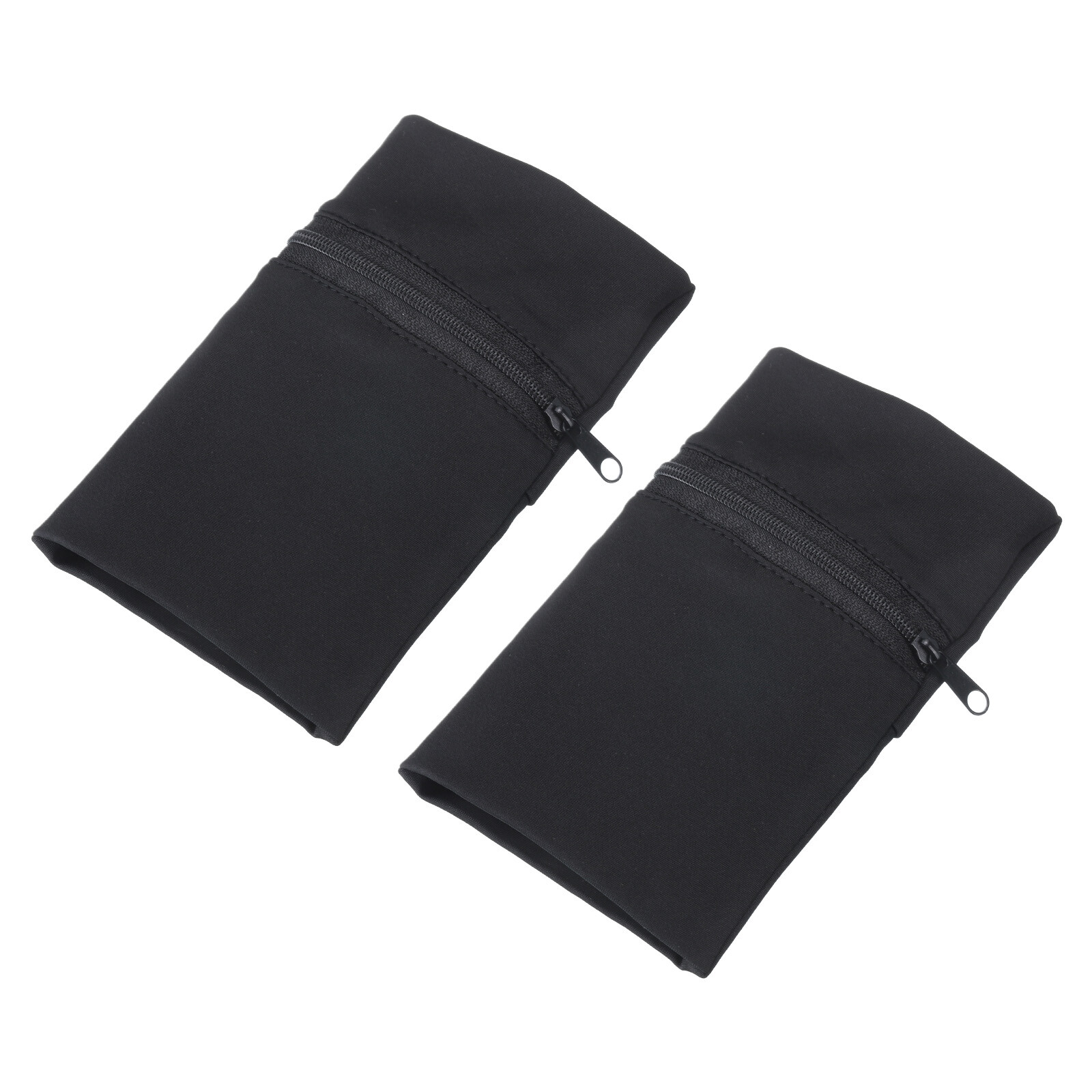 Wrist Wallet with Zipper - 2Pcs Black Sports Wristband Pouch