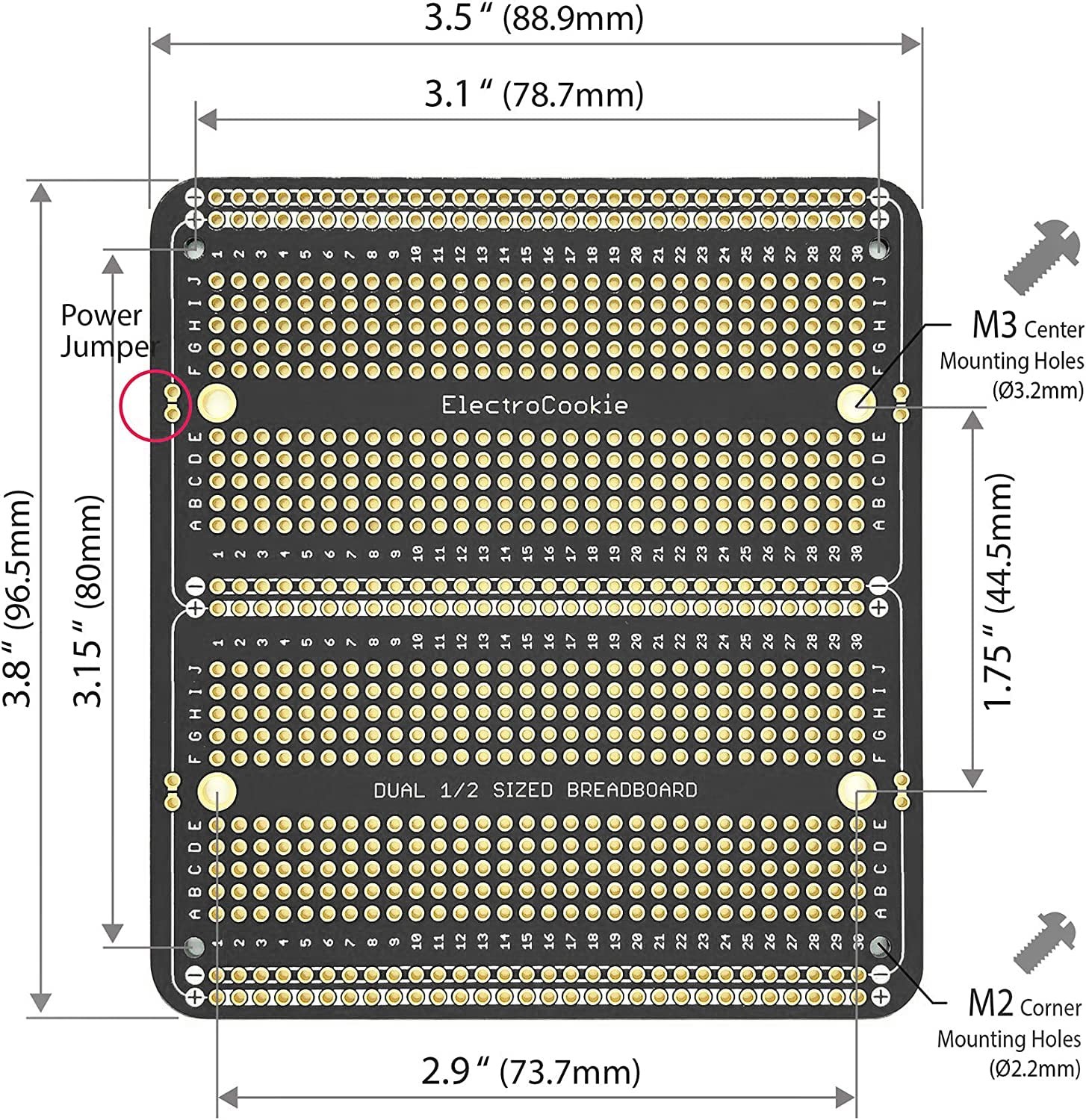 ElectroCookie Large PCB Prototype Board Kit Solderable Breadboards for Electr...