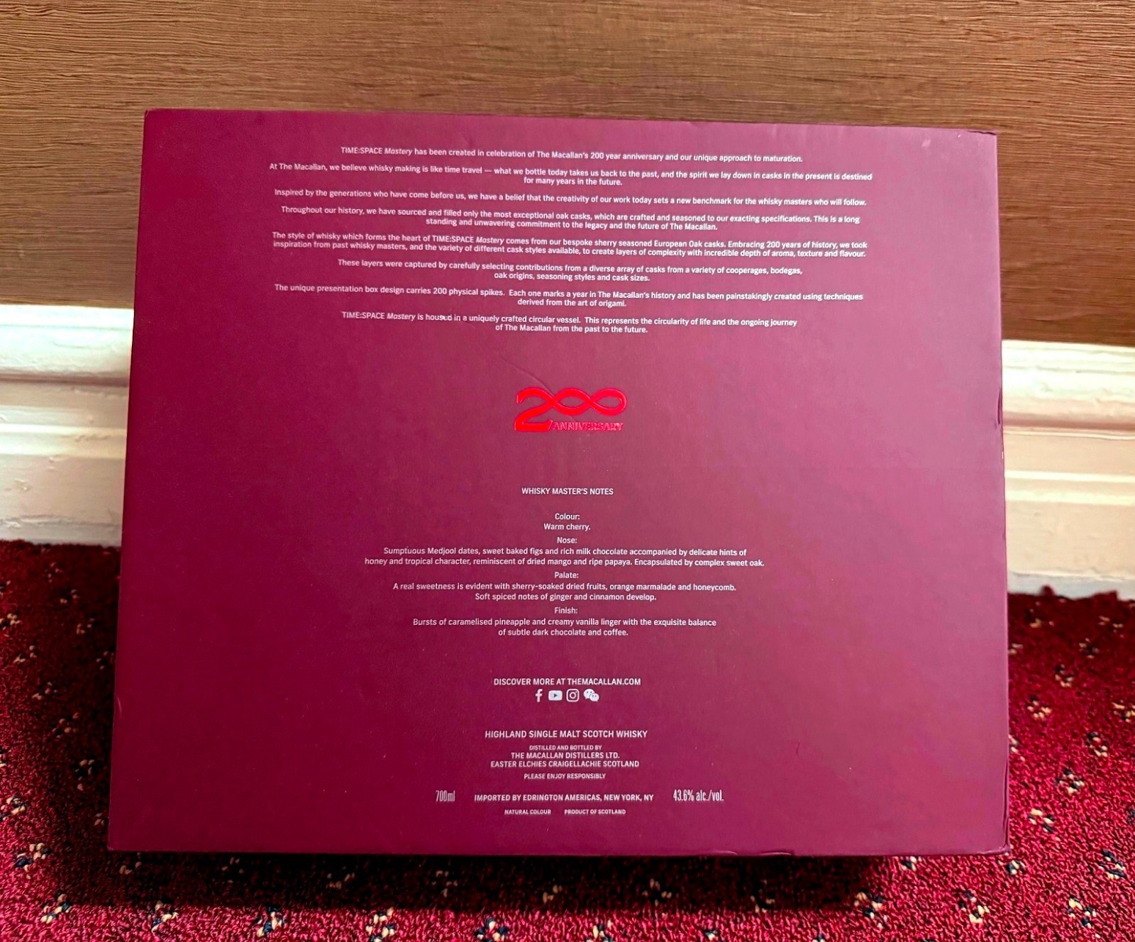 The Macallan Time Space Mastery 200th Anniversary, Empty Bottle + Box plus cover