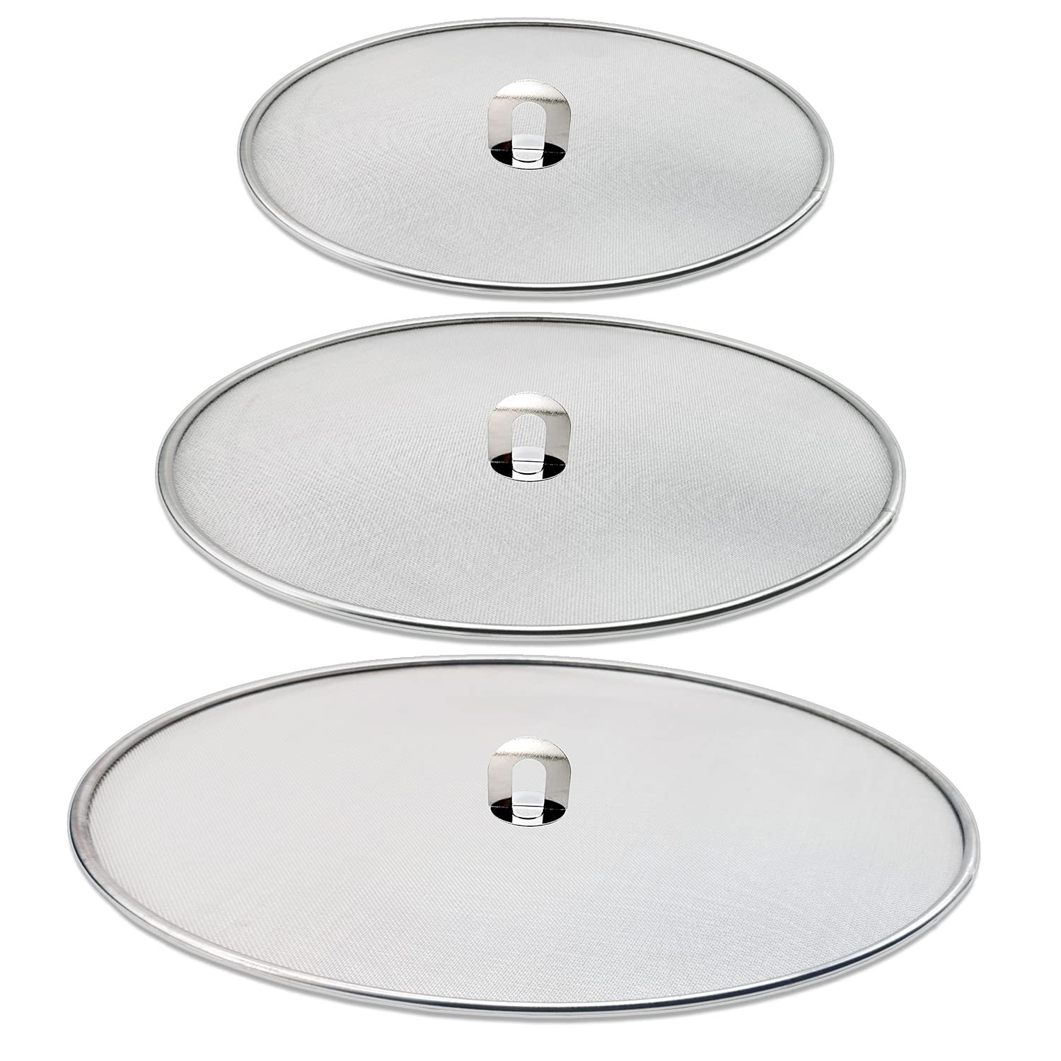 3 Pack Grease Splatter Screen for Frying Pan with Fold Flat Knob-Grease Splat...