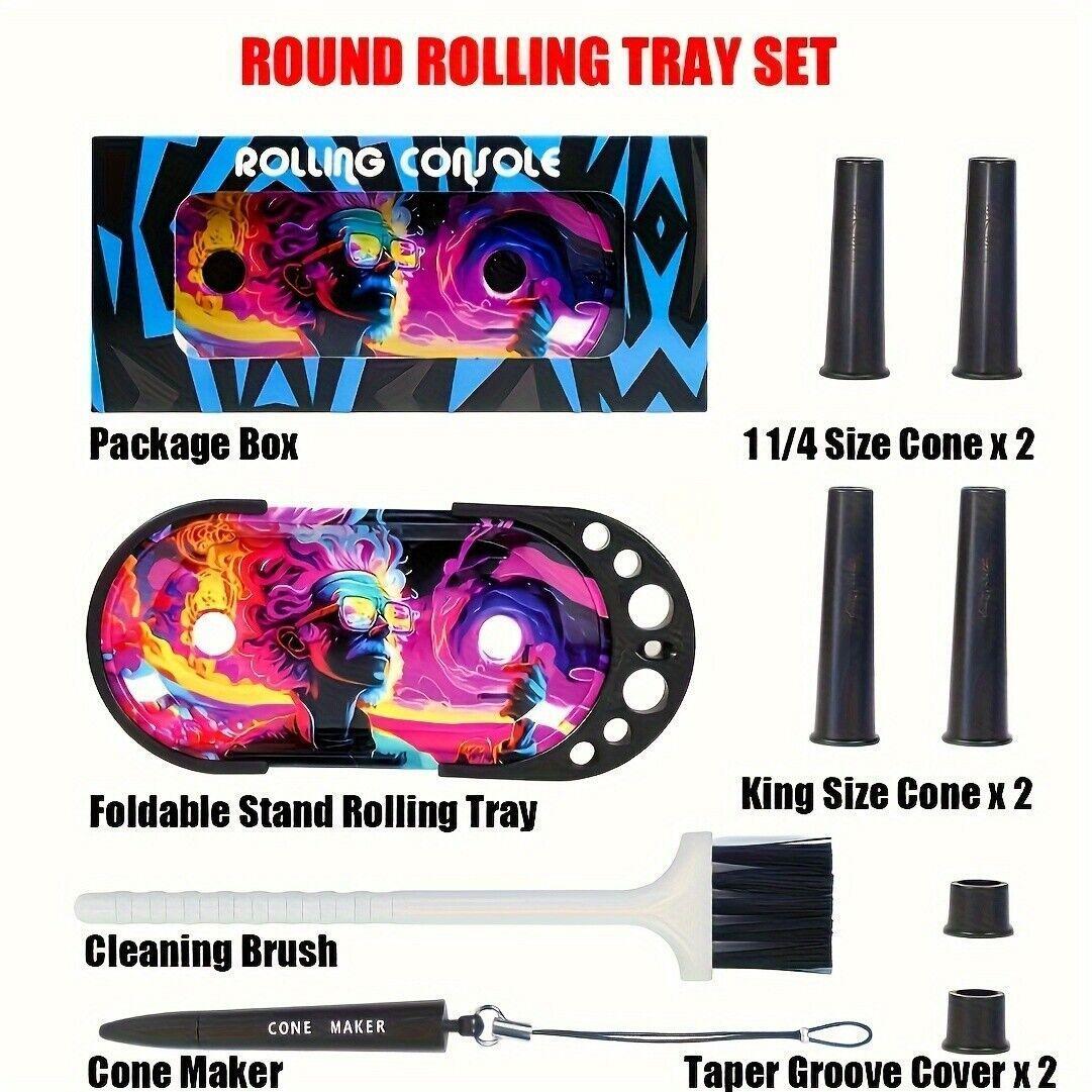 Tinplate Rolling Tray Cone Loader Set, Metal Foldable Stand Rolling Tray Console