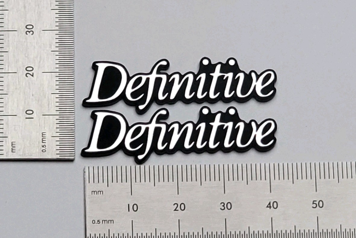 Definitive Technology Speaker Badge Logo Custom Incised 3D Silver Pair