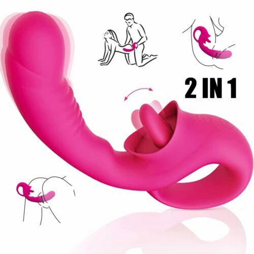 Rabbit Vibrator G-Spot Dildo Vibe Clit Licking Tongue Massager Sex Toy For Women
