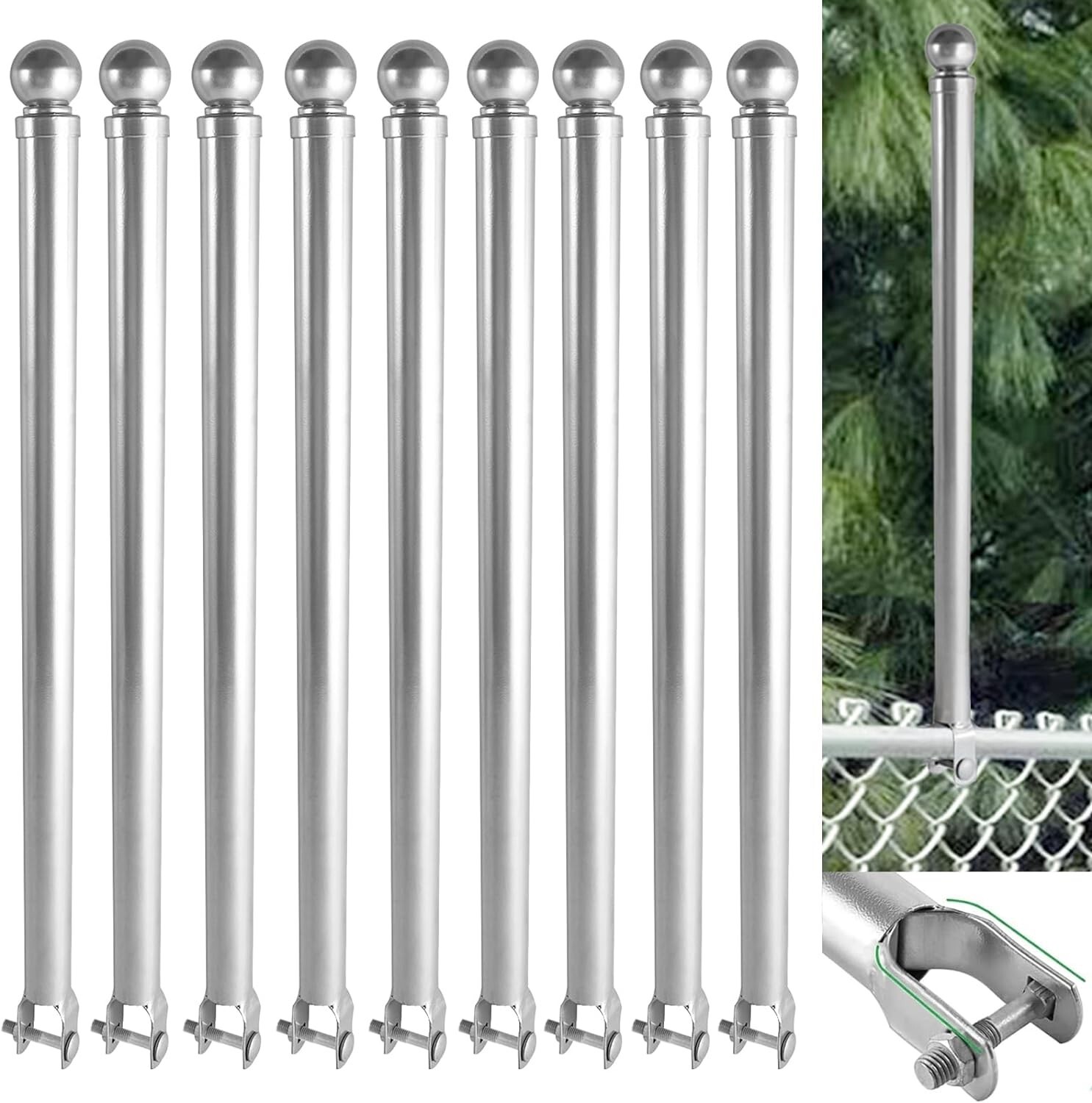 18 Pack HEAVY DUTY 1-3/8" Chain Link Fence Extender, 25.2" Height