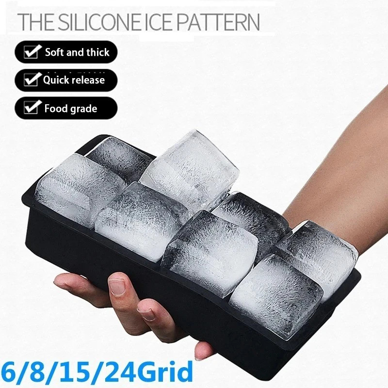 Silicone Ice Cube Tray Large Square Jumbo Ice Mold Food Grade 4-160 Grid