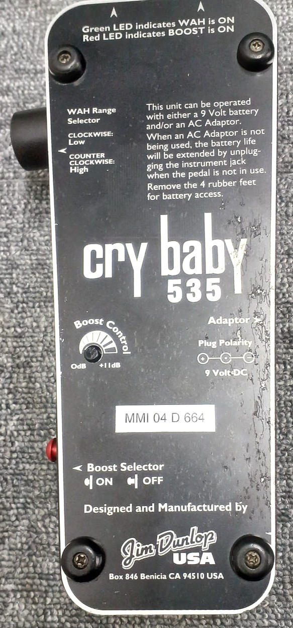 Jim Dunlop Cry Baby 535 Guitar Effect Wah Pedal Black
