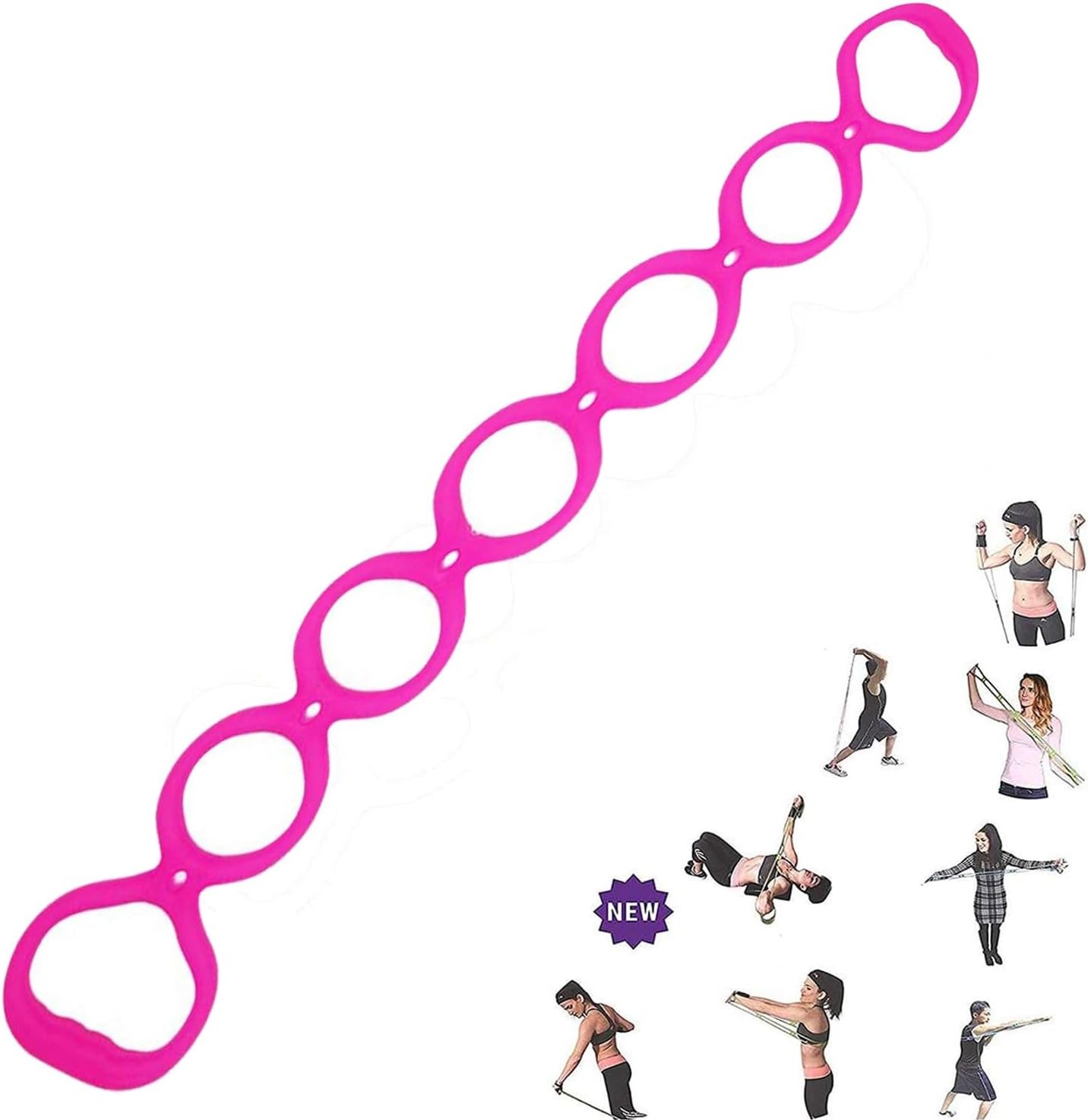 7 Ring Stretch Resistance Exercise Band - Miracle Miles Band, Yoga Stretching...