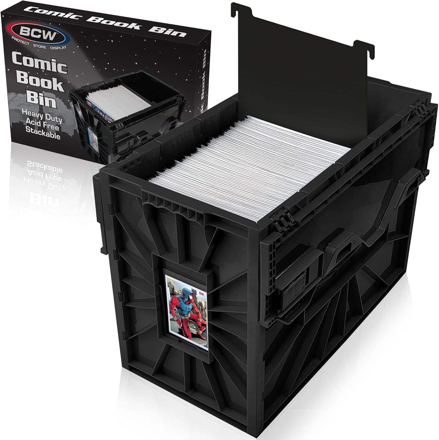 Comic Bin, Black - Holds 150 Comics, Acid Free Storage and Organizer, Heavy