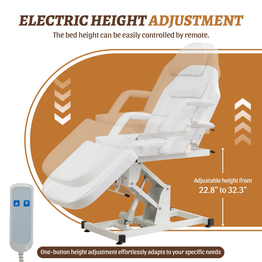 Electric Salon Bed 440LBS Massage Table Remote Control Adjustable PU Leather