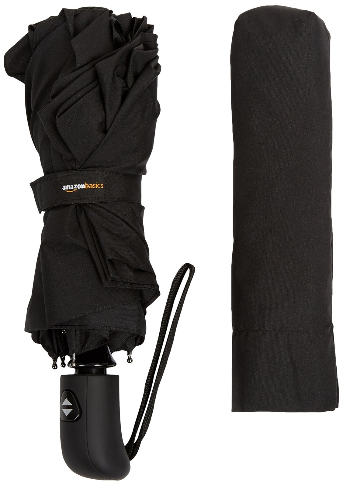 Amazon Basics Round Travel Umbrella for Rain, Compact One Size, Black