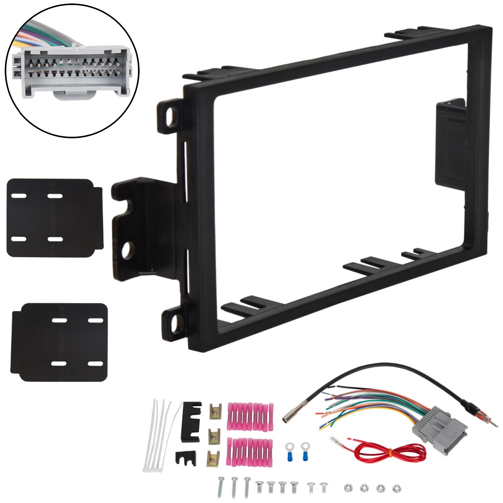 DOUBLE 2 DIN STEREO RADIO DASH KIT W/ WIRING HARNESS For BUICK CHEVY GMC Pontiac